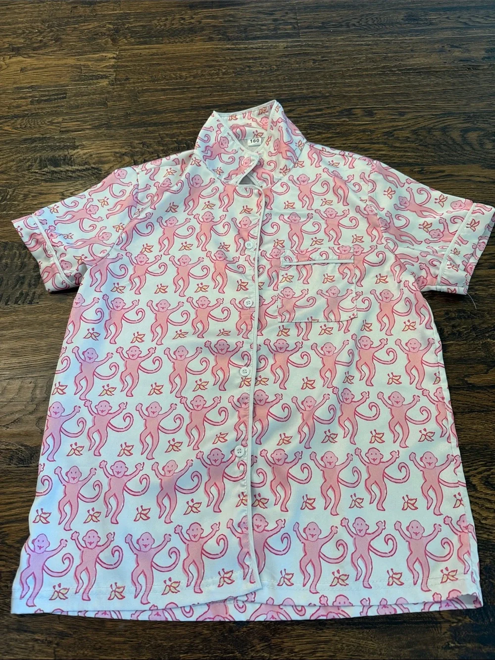 Kids Pink Monkey Print Short Pajama Set